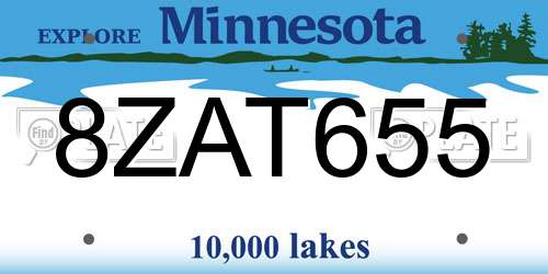 8ZAT655 Minnesota License Plate