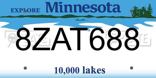 8ZAT688 Minnesota License Plate