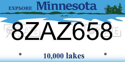8ZAZ658 Minnesota License Plate