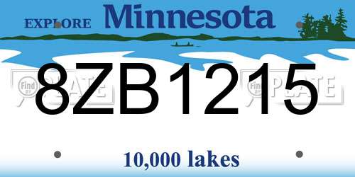 8ZB1215 Minnesota License Plate