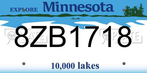 8ZB1718 Minnesota License Plate