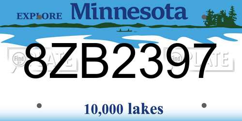 8ZB2397 Minnesota License Plate