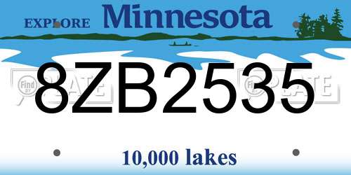 8ZB2535 Minnesota License Plate