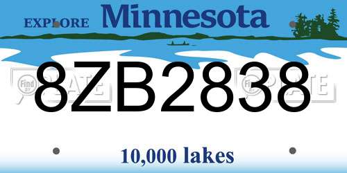 8ZB2838 Minnesota License Plate