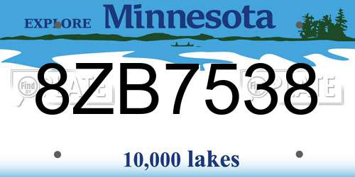 8ZB7538 Minnesota License Plate