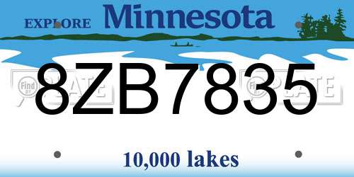 8ZB7835 Minnesota License Plate