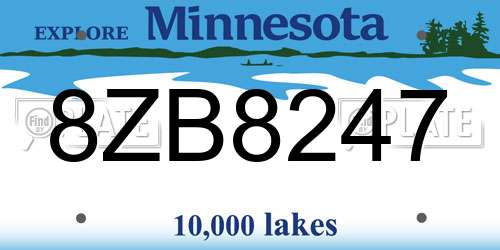 8ZB8247 Minnesota License Plate