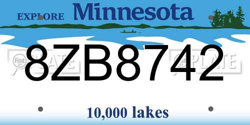 8ZB8742 Minnesota License Plate
