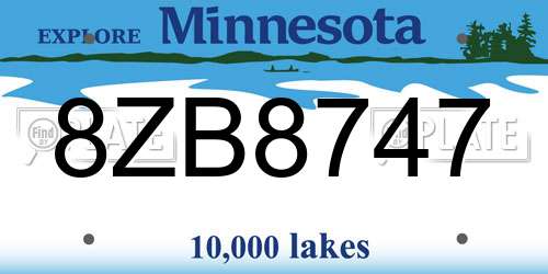 8ZB8747 Minnesota License Plate
