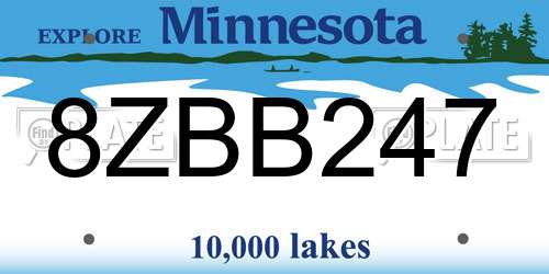 8ZBB247 Minnesota License Plate