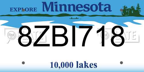 8ZBI718 Minnesota License Plate
