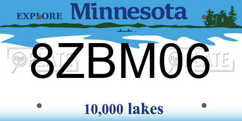 8ZBM06 Minnesota License Plate