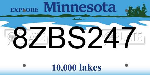 8ZBS247 Minnesota License Plate