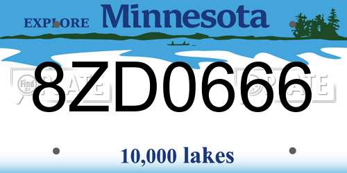 8ZD0666 Minnesota License Plate