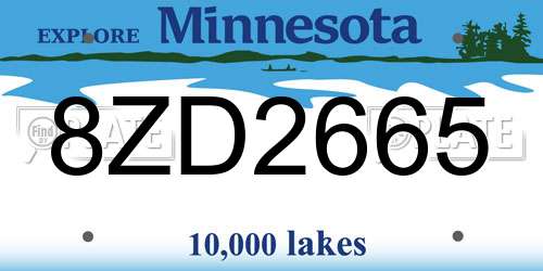 8ZD2665 Minnesota License Plate