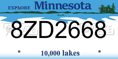 8ZD2668 Minnesota License Plate