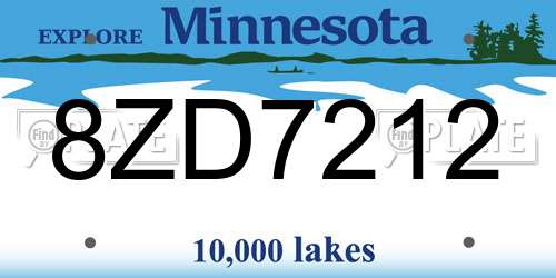 8ZD7212 Minnesota License Plate