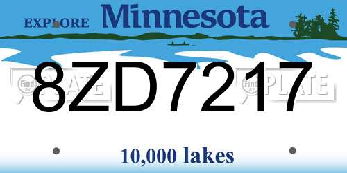 8ZD7217 Minnesota License Plate