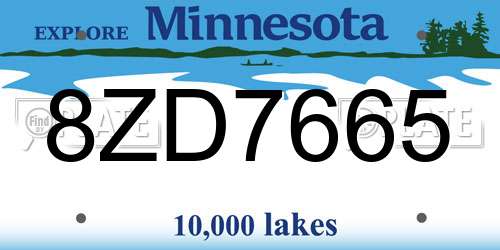 8ZD7665 Minnesota License Plate