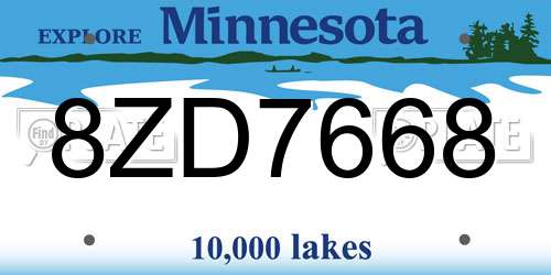8ZD7668 Minnesota License Plate
