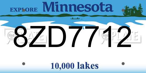 8ZD7712 Minnesota License Plate