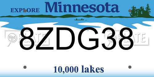 8ZDG38 Minnesota License Plate