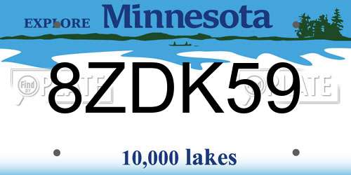 8ZDK59 Minnesota License Plate
