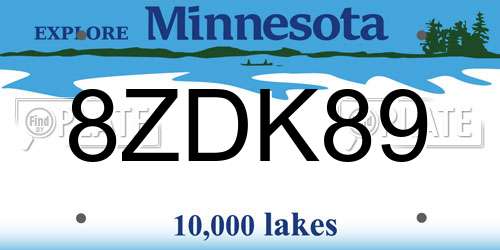 8ZDK89 Minnesota License Plate