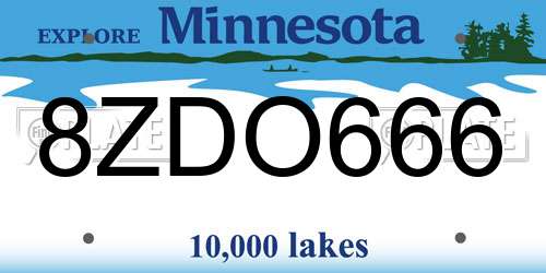 8ZDO666 Minnesota License Plate