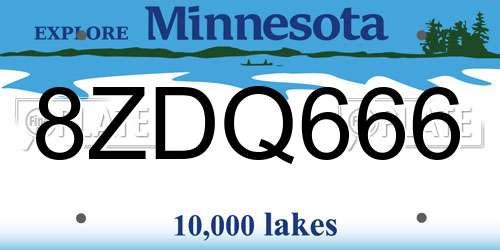 8ZDQ666 Minnesota License Plate