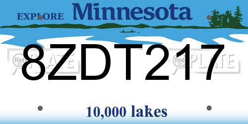 8ZDT217 Minnesota License Plate