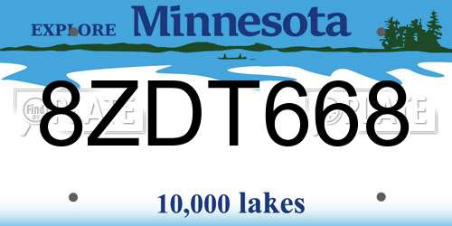 8ZDT668 Minnesota License Plate