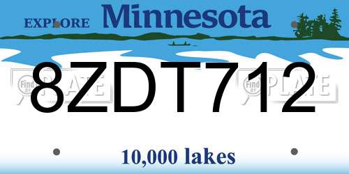 8ZDT712 Minnesota License Plate