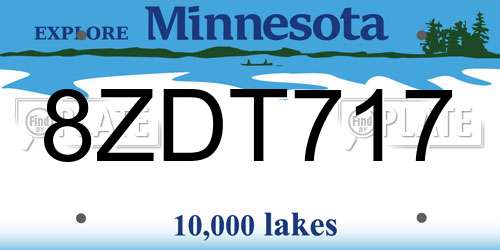 8ZDT717 Minnesota License Plate