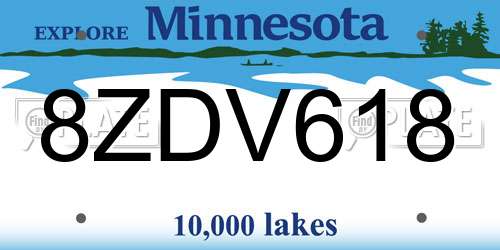 8ZDV618 Minnesota License Plate