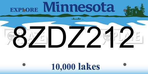 8ZDZ212 Minnesota License Plate