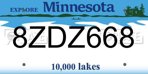 8ZDZ668 Minnesota License Plate