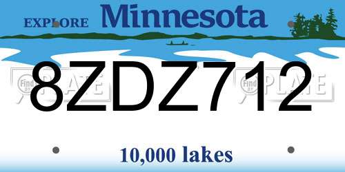 8ZDZ712 Minnesota License Plate