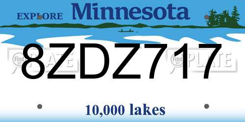 8ZDZ717 Minnesota License Plate
