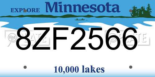 8ZF2566 Minnesota License Plate