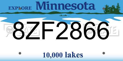 8ZF2866 Minnesota License Plate
