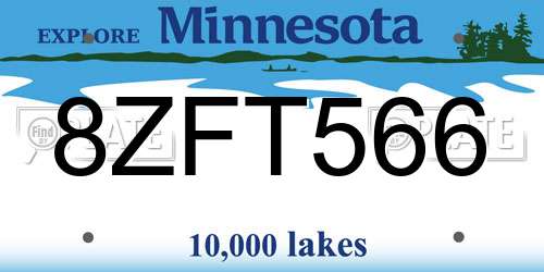 8ZFT566 Minnesota License Plate