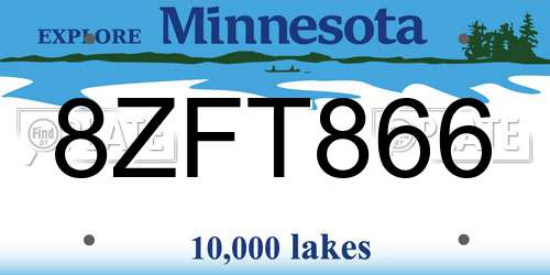 8ZFT866 Minnesota License Plate