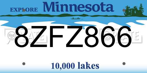 8ZFZ866 Minnesota License Plate