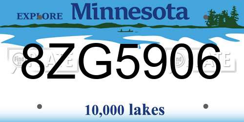 8ZG5906 Minnesota License Plate