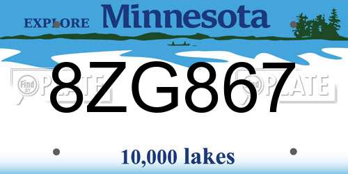 8ZG867 Minnesota License Plate
