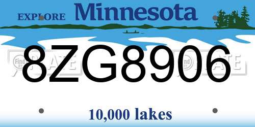 8ZG8906 Minnesota License Plate