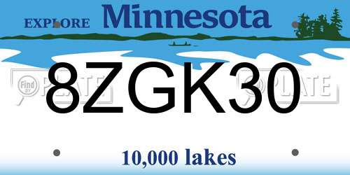 8ZGK30 Minnesota License Plate