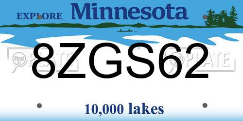 8ZGS62 Minnesota License Plate