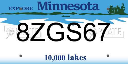8ZGS67 Minnesota License Plate